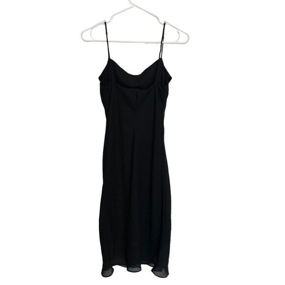 Jump Black Dress Spaghetti Strap Lined Sheer Overlay Draped Cowl Neck Size 7/8 - Picture 3 of 8